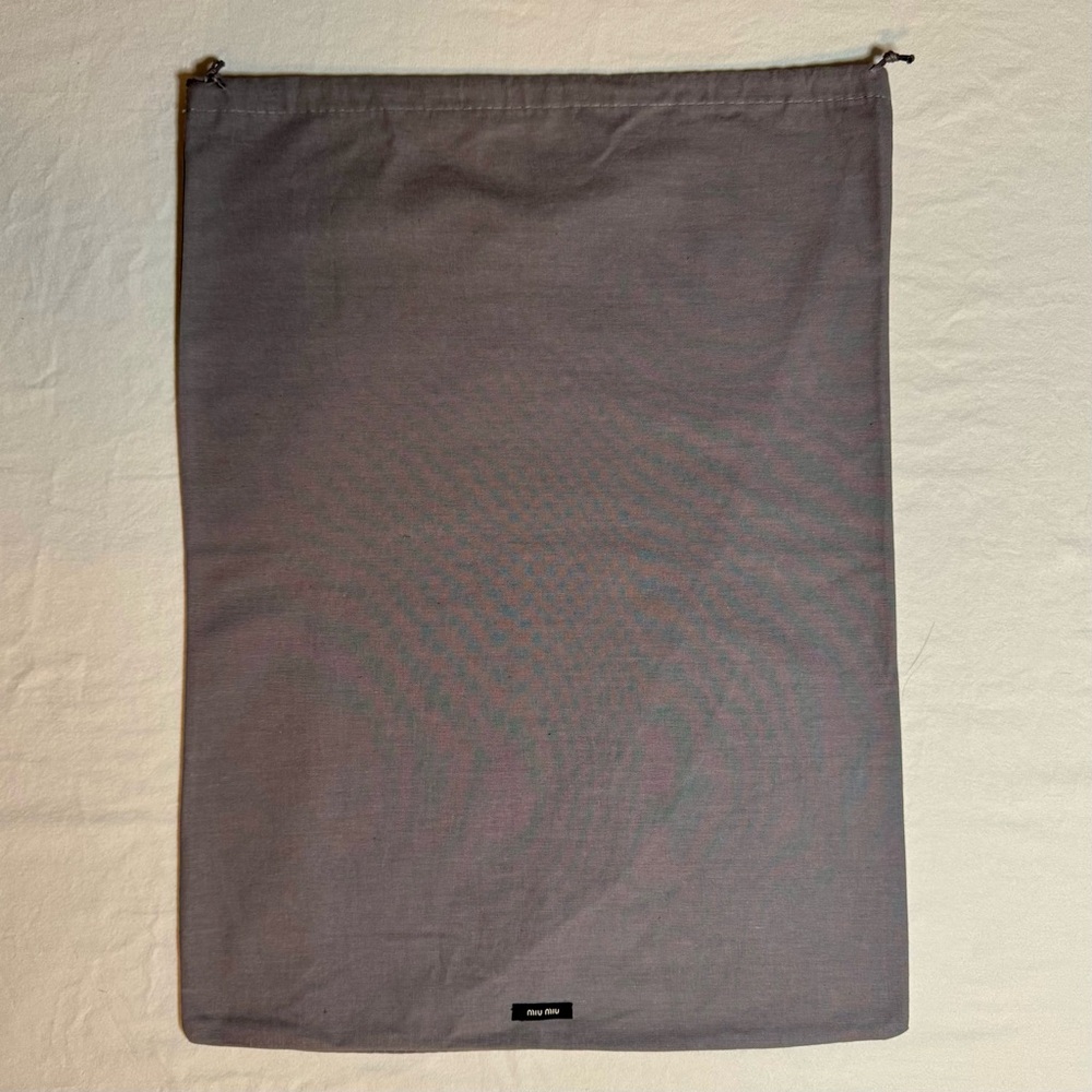 Miu Miu Grey Drawstring Dust Bag - 15" x 20"